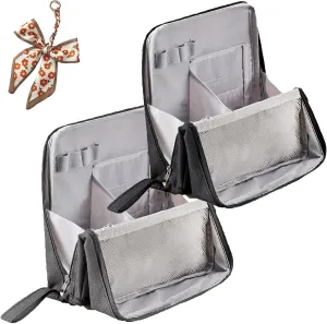 Doresty Makeup Bag, Portable Large Capacity Waterproof Standing Make up Bag, Multi-purpose Large Capacity Oxford Cloth Standing Toiletry Bags (2PCS-4)