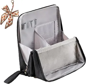 Doresty Makeup Bag, Portable Large Capacity Waterproof Standing Make up Bag, Multi-purpose Large Capacity Oxford Cloth Standing Toiletry Bags (Black)
