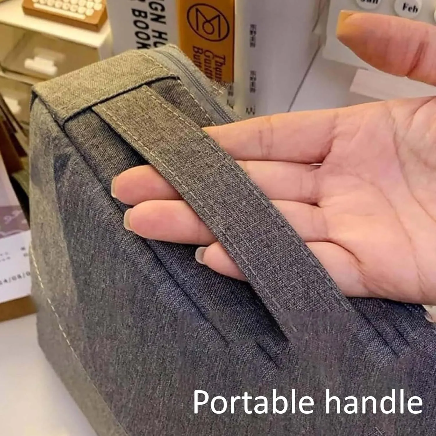 Doresty Makeup Bag, Standing Makeup Bag Portable, Multi-purpose Large Capacity Oxford Cloth Standing Make Up Bag, Waterproof Cosmetic Toiletry Bag with 8 Compartments (Gray)