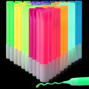 Dunzoom 48 Pcs Glow in the Dark Paint Pen 12 Colors Glow in the Dark Fabric Marker Acrylic Paint for Clothes, Canvas, T-shirt, Ideal for Art Supplies