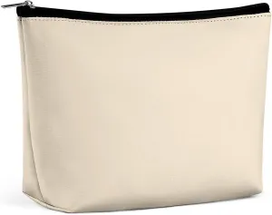 Elegant Makeup Bag, Champagne Metallic Solid Color Classic Elegant Cosmetic Bag Large Capacity Pouch Portable Organizer for Men & Women
