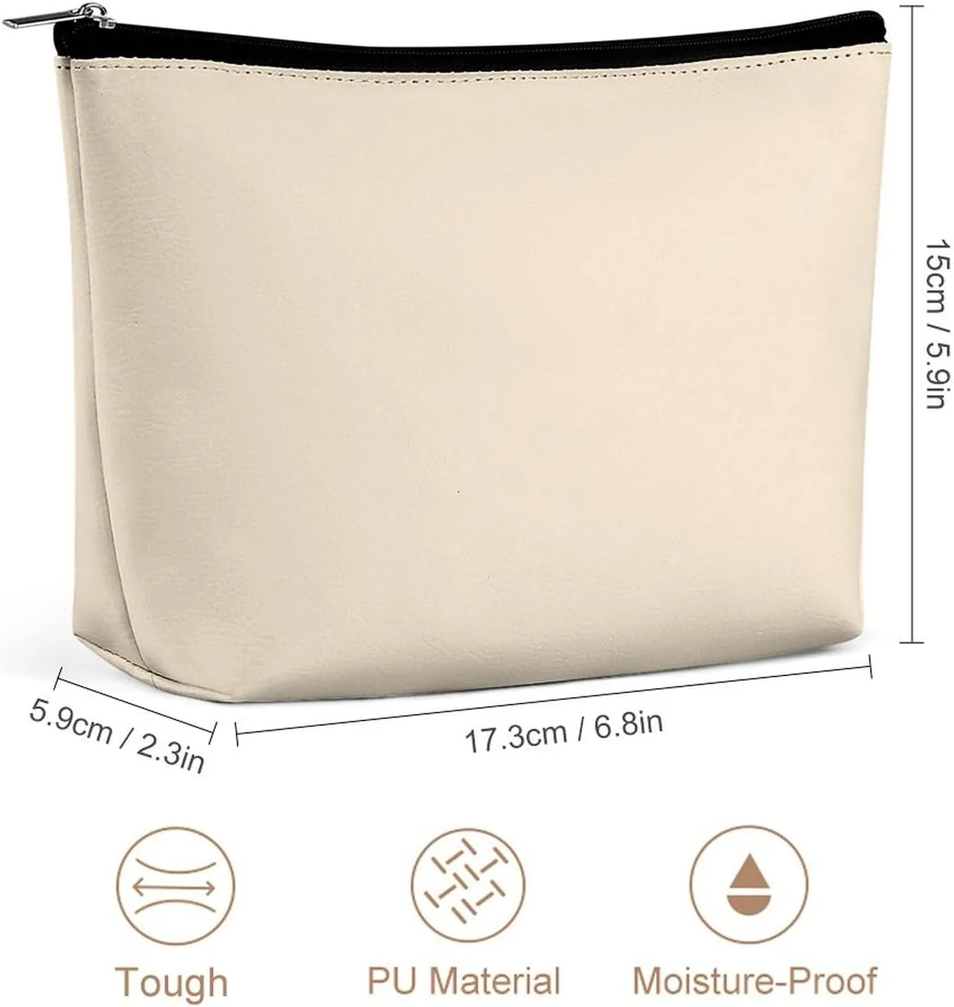Elegant Makeup Bag, Champagne Metallic Solid Color Classic Elegant Cosmetic Bag Large Capacity Pouch Portable Organizer for Men & Women