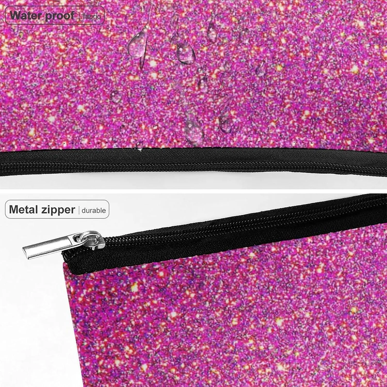 Elegant Makeup Bag, Cute Pink Glitter Sparkle Cosmetic Bag Large Capacity Pouch Portable Organizer for Men & Women