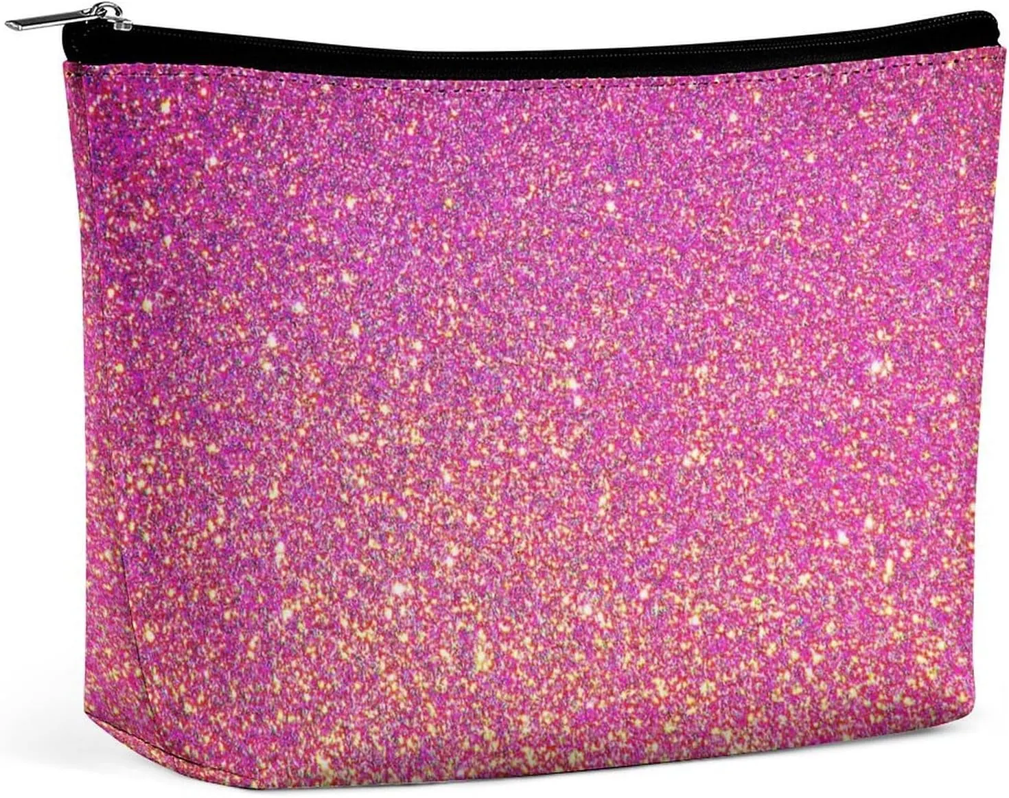 Elegant Makeup Bag, Cute Pink Glitter Sparkle Cosmetic Bag Large Capacity Pouch Portable Organizer for Men & Women
