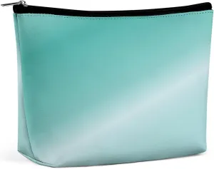 Elegant Makeup Bag, Metallic Aqua Blue Cosmetic Bag Large Capacity Pouch Portable Organizer for Men & Women