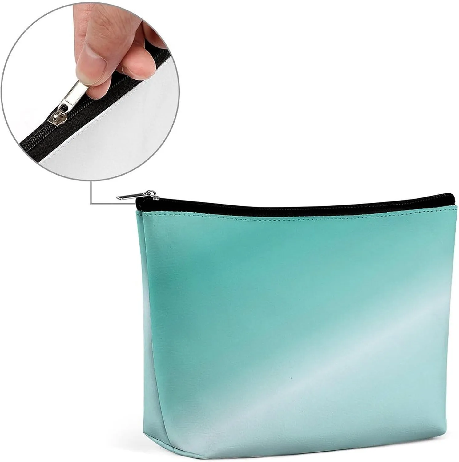 Elegant Makeup Bag, Metallic Aqua Blue Cosmetic Bag Large Capacity Pouch Portable Organizer for Men & Women