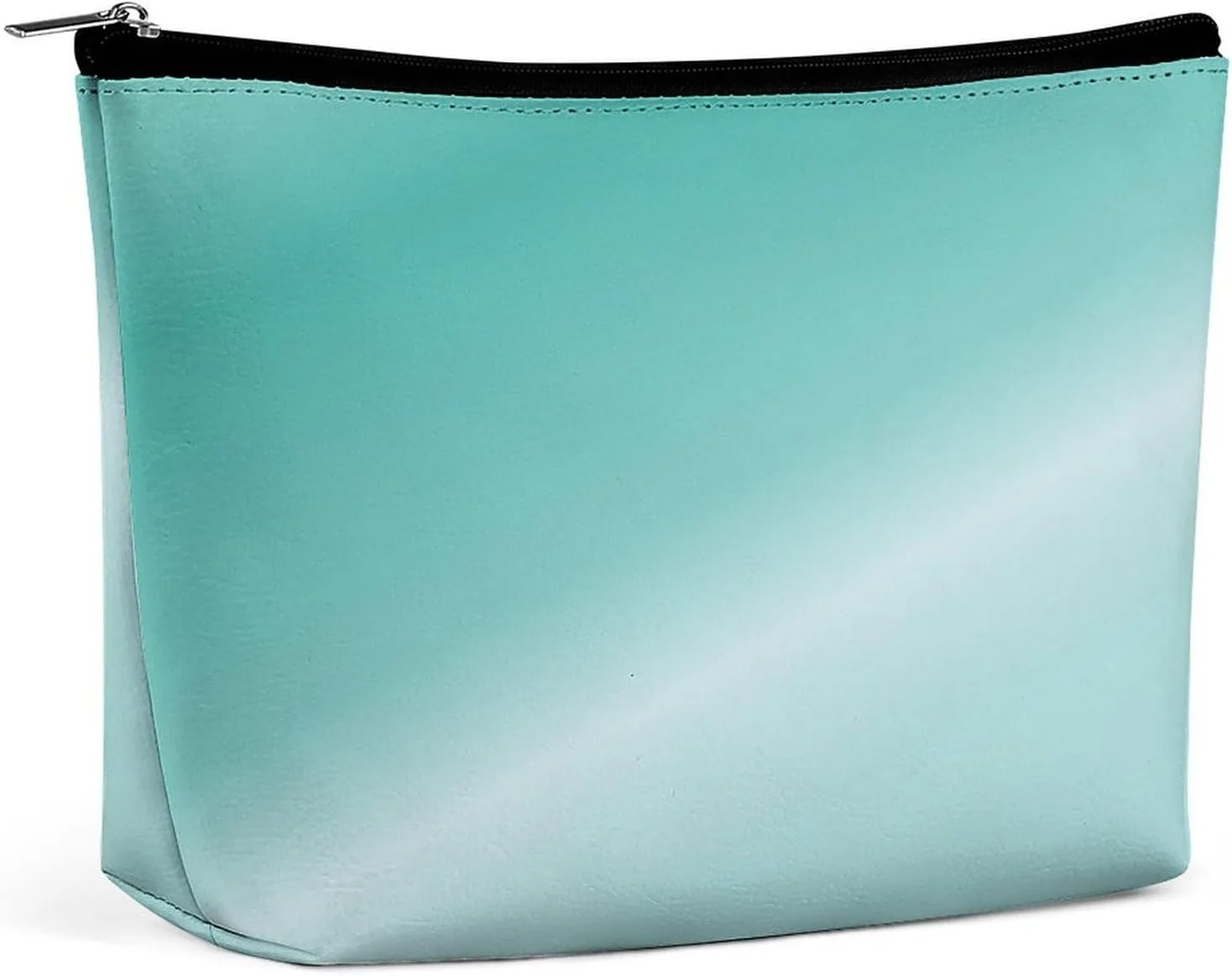 Elegant Makeup Bag, Metallic Aqua Blue Cosmetic Bag Large Capacity Pouch Portable Organizer for Men & Women