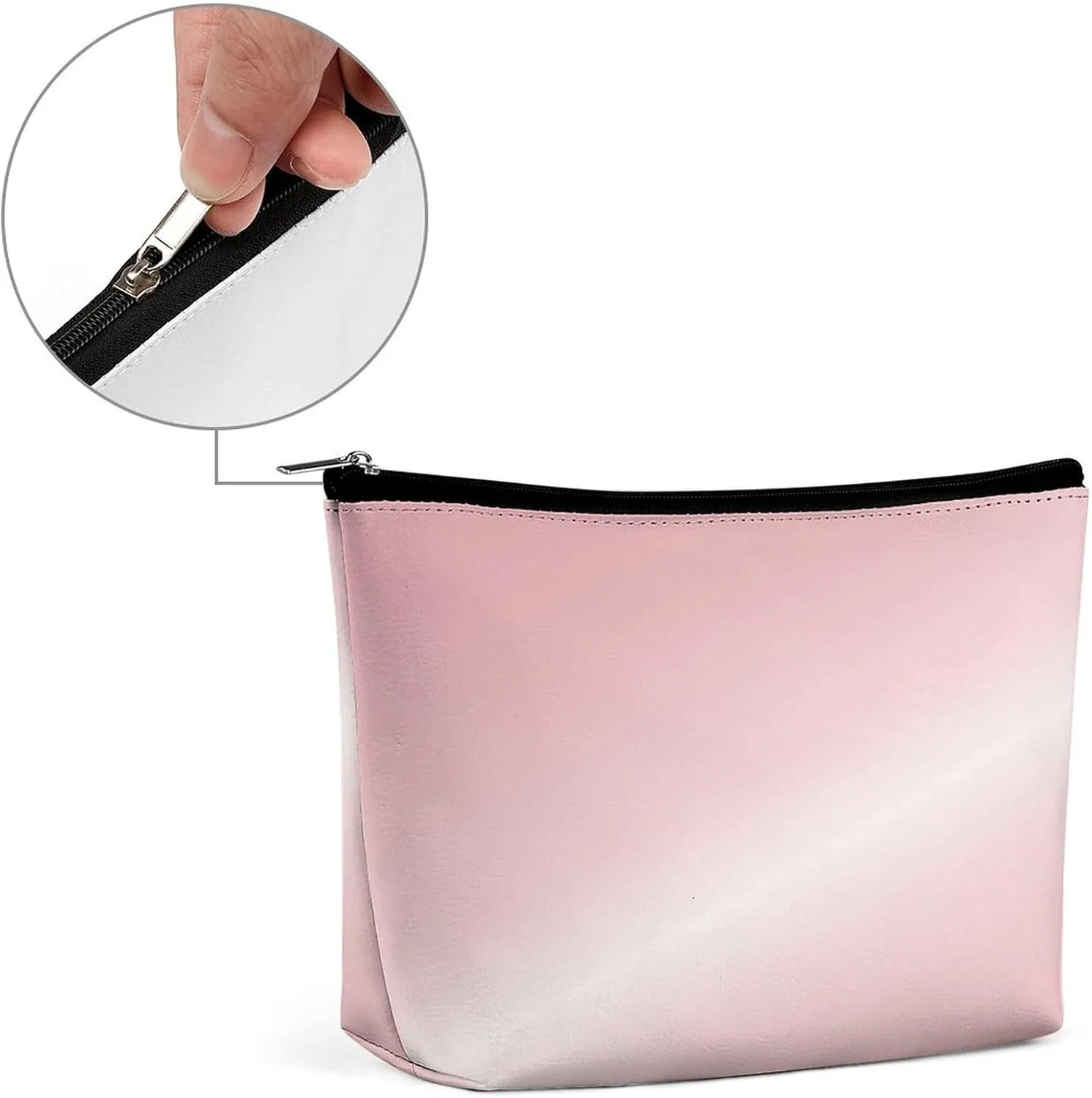 Elegant Makeup Bag, Metallic Blush Pink Cosmetic Bag Large Capacity Pouch Portable Organizer for Men & Women