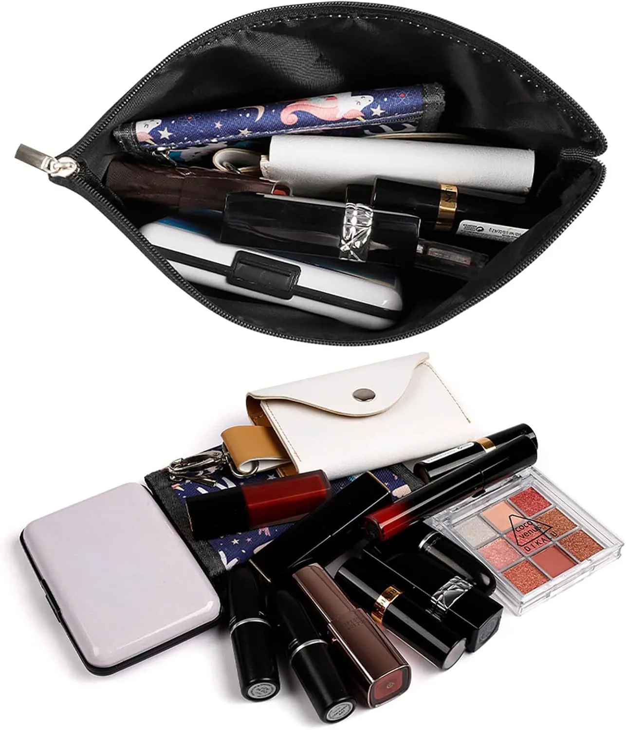 Elegant Makeup Bag, Metallic Gold Cosmetic Bag Large Capacity Pouch Portable Organizer for Men & Women