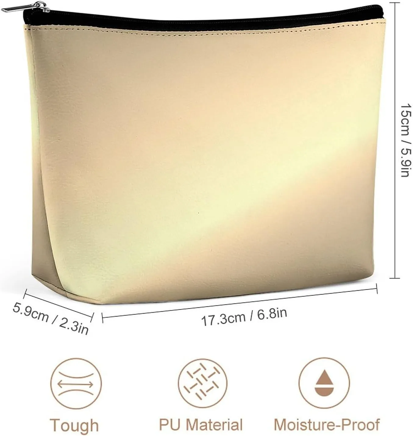 Elegant Makeup Bag, Metallic Gold Cosmetic Bag Large Capacity Pouch Portable Organizer for Men & Women