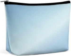 Elegant Makeup Bag, Metallic Ice Blue Cosmetic Bag Large Capacity Pouch Portable Organizer for Men & Women