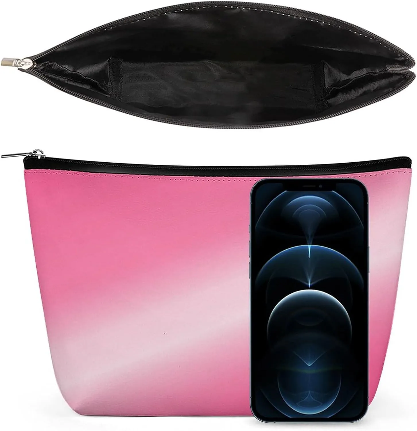 Elegant Makeup Bag, Metallic Neon Hot Pink Cosmetic Bag Large Capacity Pouch Portable Organizer for Men & Women