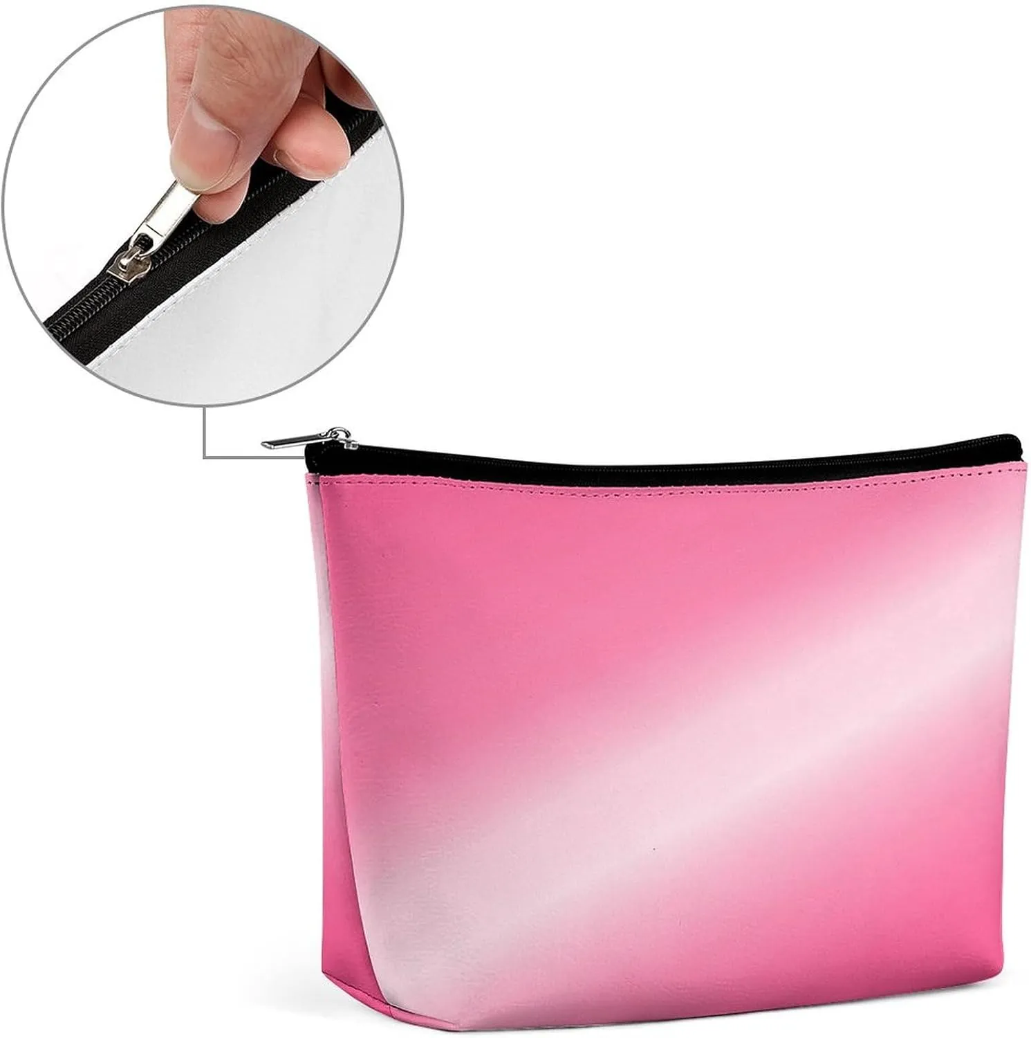 Elegant Makeup Bag, Metallic Neon Hot Pink Cosmetic Bag Large Capacity Pouch Portable Organizer for Men & Women