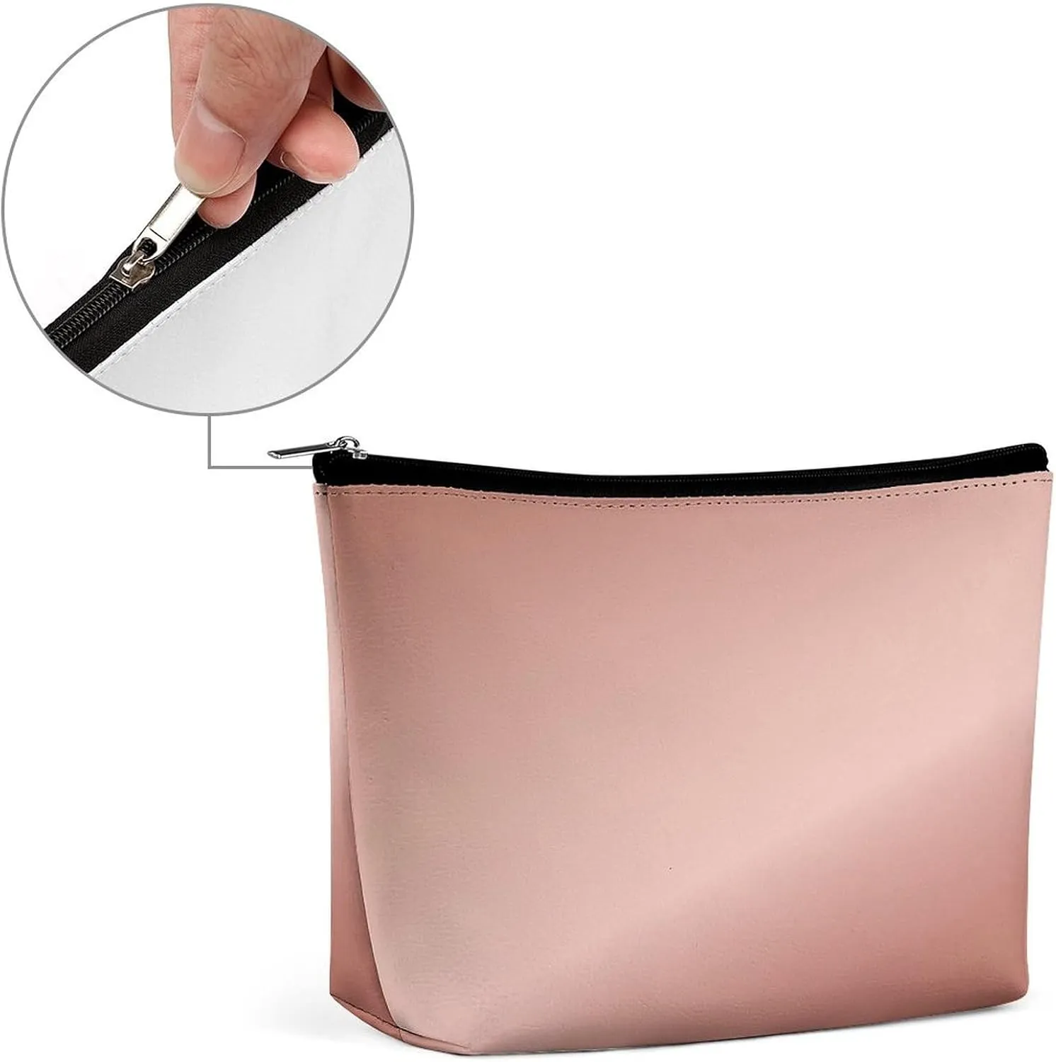 Elegant Makeup Bag, Metallic Rose Gold Cosmetic Bag Large Capacity Pouch Portable Organizer for Men & Women