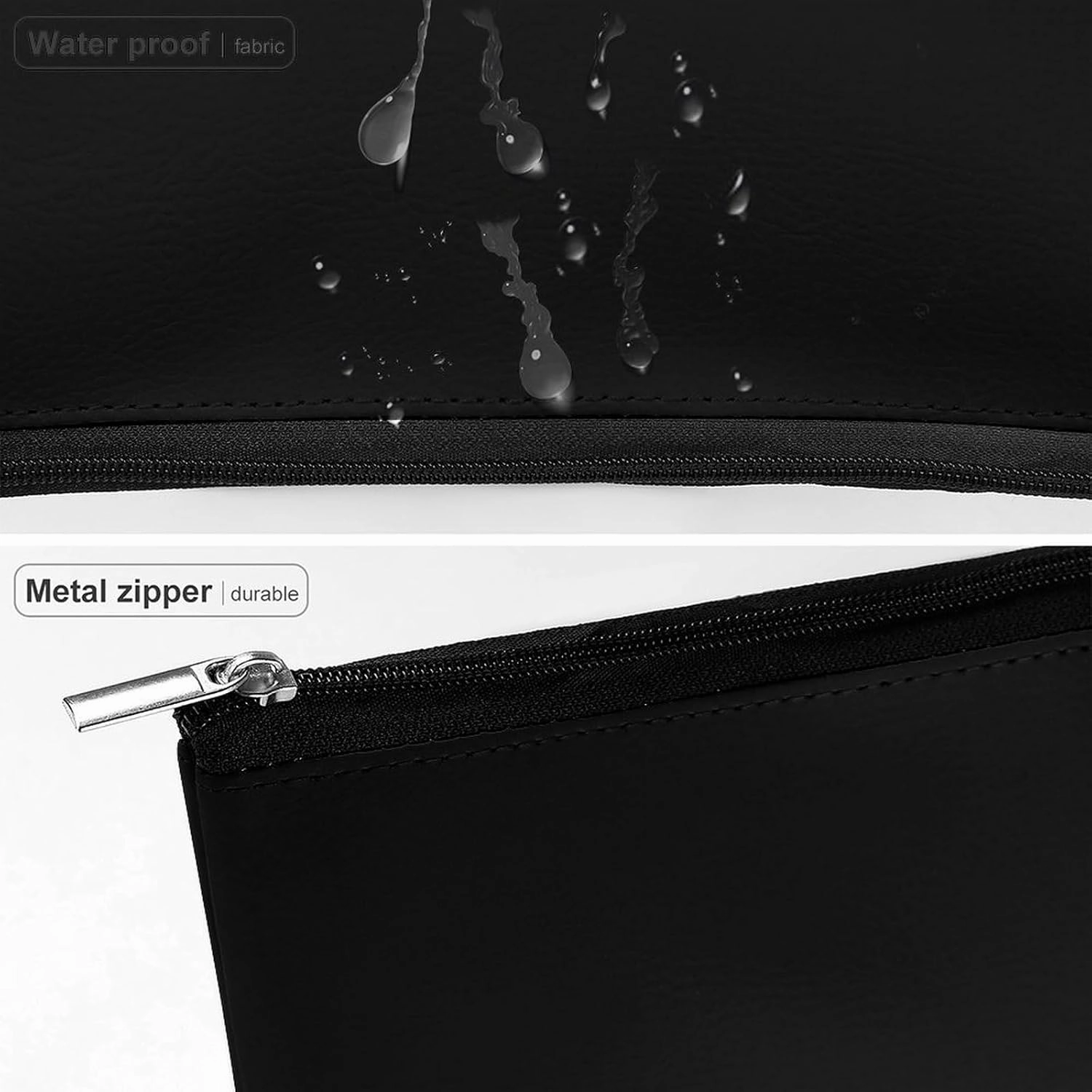 Elegant Makeup Bag, Black Silver Metallic Texture Cosmetic Bag Large Capacity Pouch Portable Organizer for Men & Women