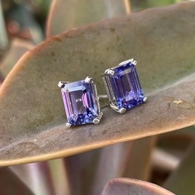 Emerald Cut Tanzanite Studs