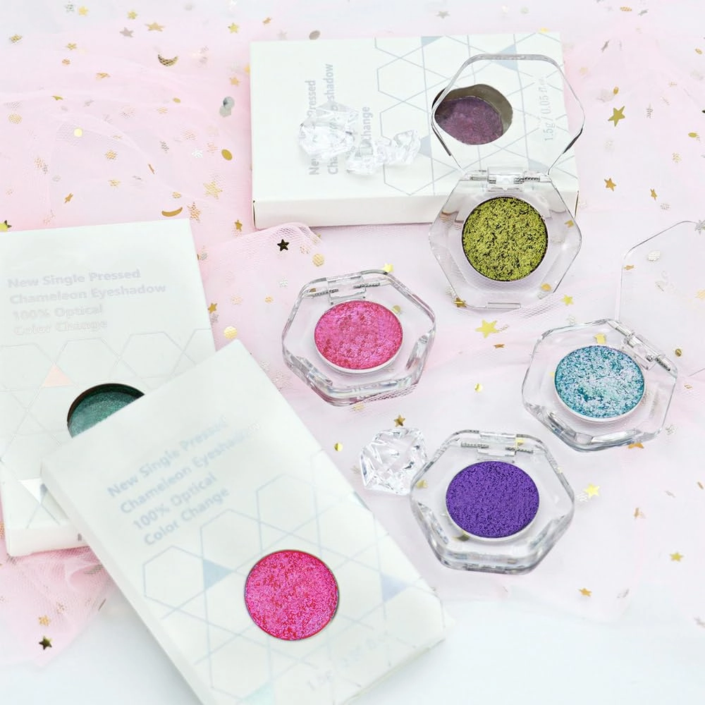 evpct Green Teal Shimmery Eyeshadow Palette, Teal Glitter Loose High Pigment Shimmer Metallic Rainbow Eyeshadow Makeup Pallet, Green Holographic Multichrome Eyes Highlighter 10#