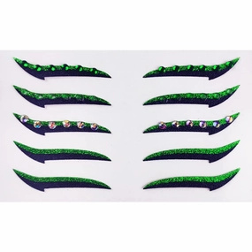 Eyeliner Sticker, 5 Pairs Glitter Eyeliner Stickers with Rhinestones Instant Adhesive Eye Line Strip Reusable Eyeshadow Stickers (Green)