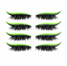 Eyeliner Stickers,Glitter Eyeliner Stickers 8 Pairs Eyelash Stickers Reusable Eyelid and Eyelash Stickers Makeup Stickers Waterproof (Transparent Green)
