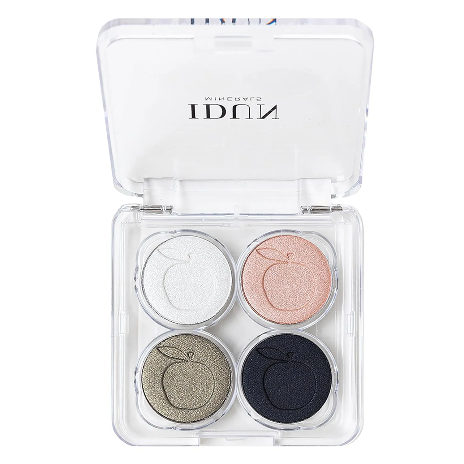 Eyeshadow Palette with Mirror - Vitsippa - Swedish Eye Makeup - 4 Mineral Eyeshadow Shades of Green, Black, White, Pink - Each 0.03 oz