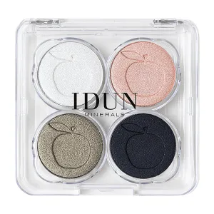 Eyeshadow Palette with Mirror - Vitsippa - Swedish Eye Makeup - 4 Mineral Eyeshadow Shades of Green, Black, White, Pink - Each 0.03 oz