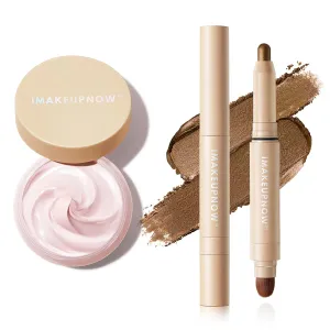Eyeshadow Primer with Eyeshadow Stick 2 Pcs Set, Long Lasting Powder Grip Enhances Color Payoff, Clear Primer   Eyeshadow G004