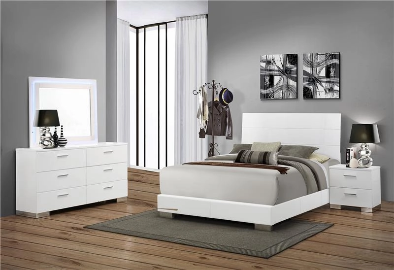 Felicity Dresser Mirror Glossy White with LED Light - 203504LED