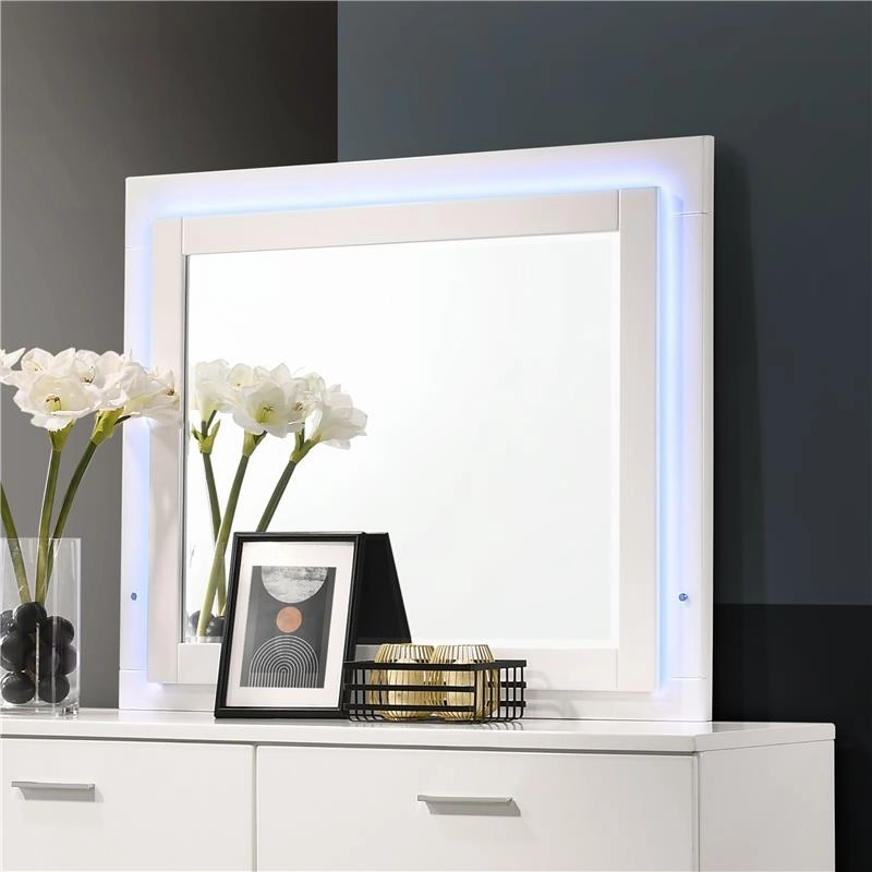 Felicity Dresser Mirror Glossy White with LED Light - 203504LED
