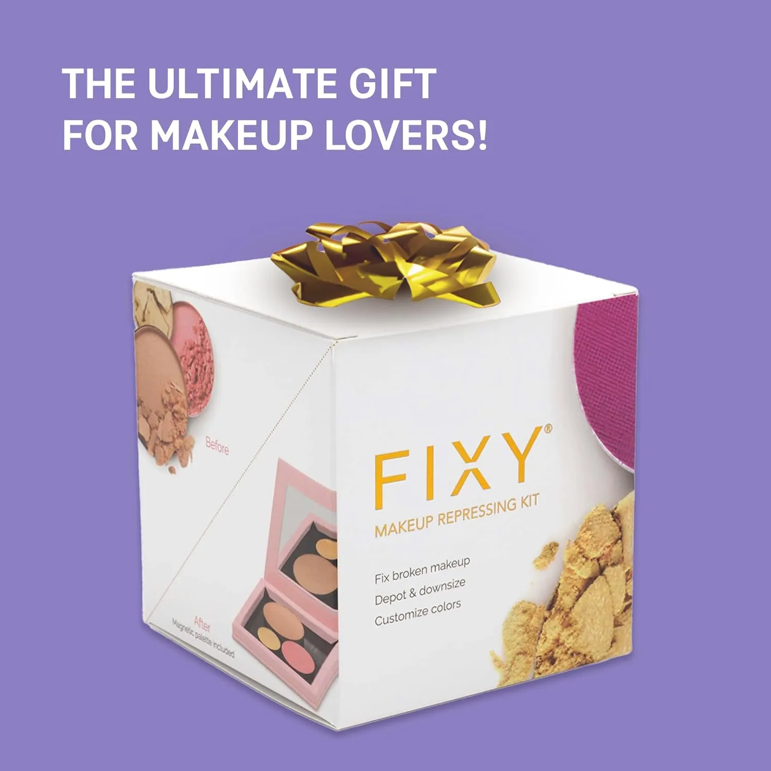 FIXY Makeup Repair Kit - Repressing tool for Eyeshadows, Blush & Highlighter or Depot | Organize Makeup Square Pans in Makeup Palette with Mirror | Makeup Artist Must Haves