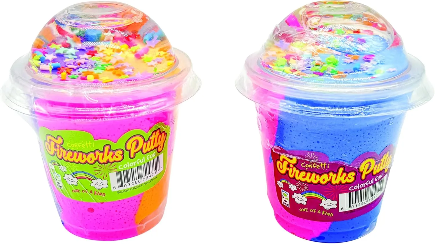 GEDDES Raymond Confetti Fireworks Putty - Pack of 12 - Colorful Sensory Play Toys for Kids