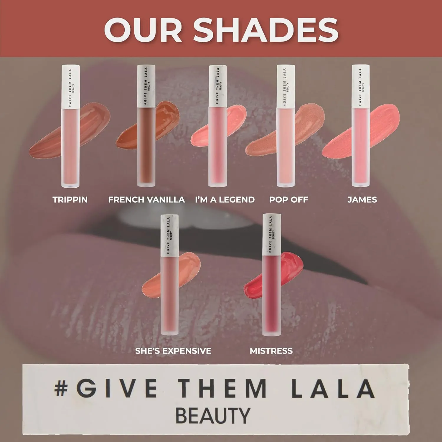 GIVE THEM LALA Lip Gloss - MISTRESS High Shine Tinted Lip Gloss - Full Coverage Pigmented Lip Makeup for Women - Lightweight, Long Lasting Lip Color - Non-Sticky Lip Glosses - Cruelty-Free
