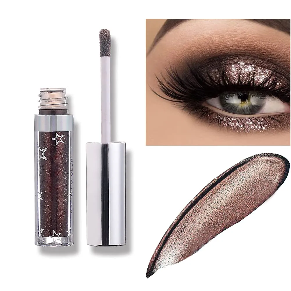 Glitter Liquid Eyeshadow Metallic Pigments Shimmer Makeup Metals Gloss for Eyes Eyeliners Sparkling Eye Shadow Shiny Pen Eyeliner Kit Long Lasting Waterproof (12 Colors Set)