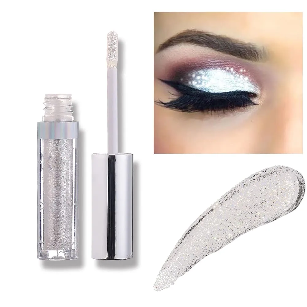 Glitter Liquid Eyeshadow Metallic Pigments Shimmer Makeup Metals Gloss for Eyes Eyeliners Sparkling Eye Shadow Shiny Pen Eyeliner Kit Long Lasting Waterproof (12 Colors Set)