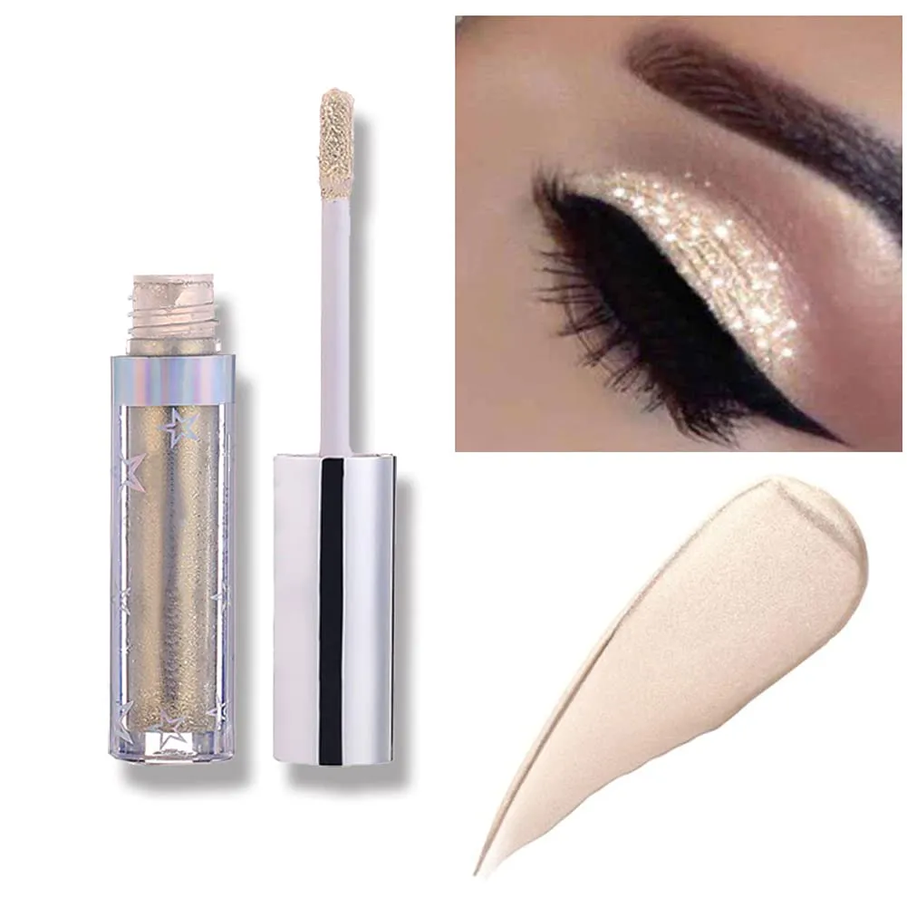 Glitter Liquid Eyeshadow Metallic Pigments Shimmer Makeup Metals Gloss for Eyes Eyeliners Sparkling Eye Shadow Shiny Pen Eyeliner Kit Long Lasting Waterproof (12 Colors Set)