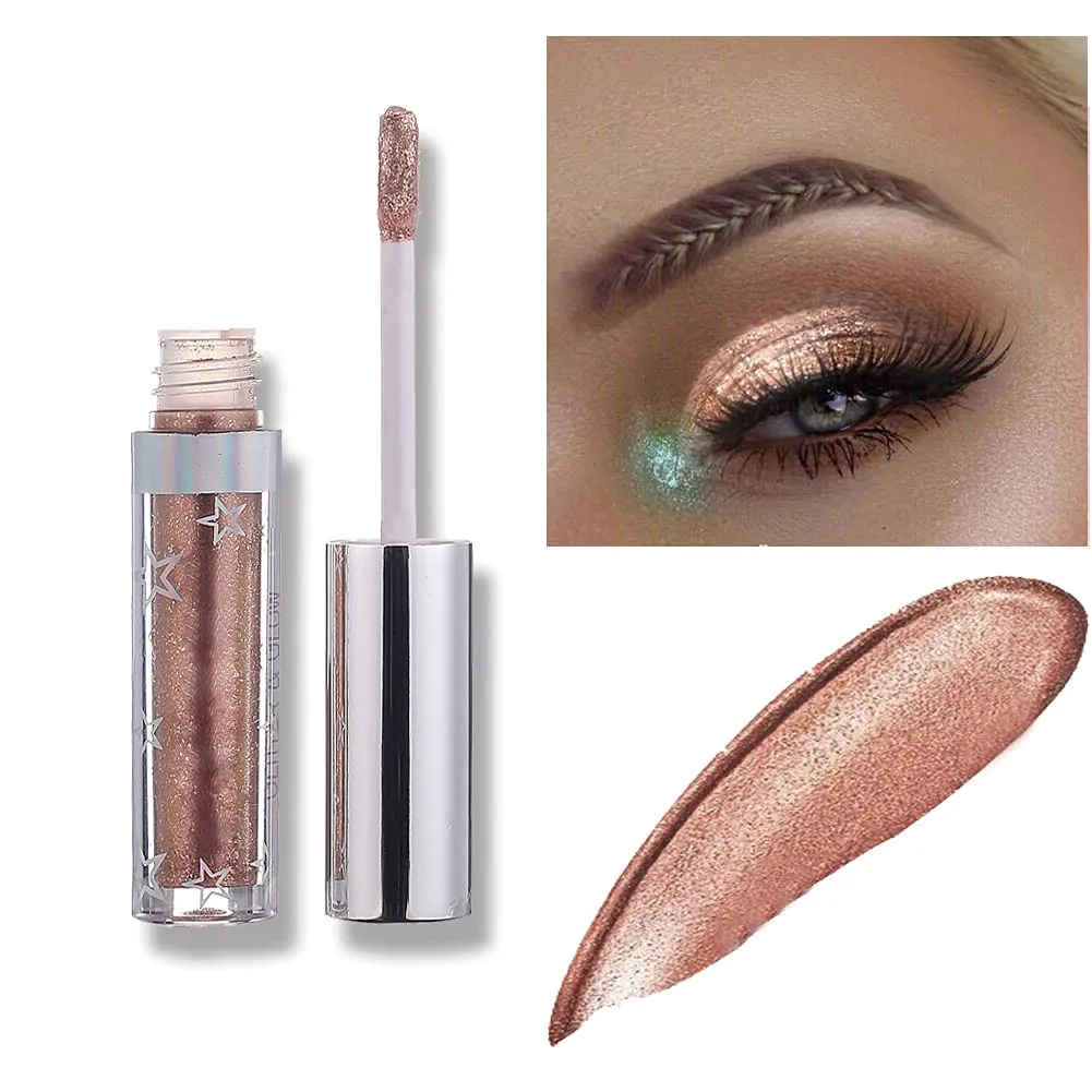 Glitter Liquid Eyeshadow Metallic Pigments Shimmer Makeup Metals Gloss for Eyes Eyeliners Sparkling Eye Shadow Shiny Pen Eyeliner Kit Long Lasting Waterproof (12 Colors Set)