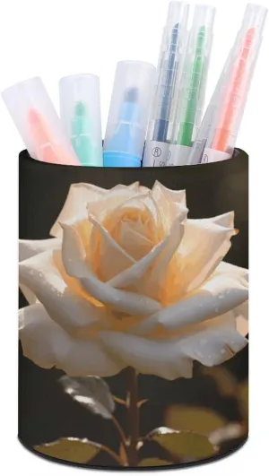 Glow in The Dark Pen Holder PU Pencil Cup Women Makeup Brush Holder Office Desk Organizer Accessories for Home Office