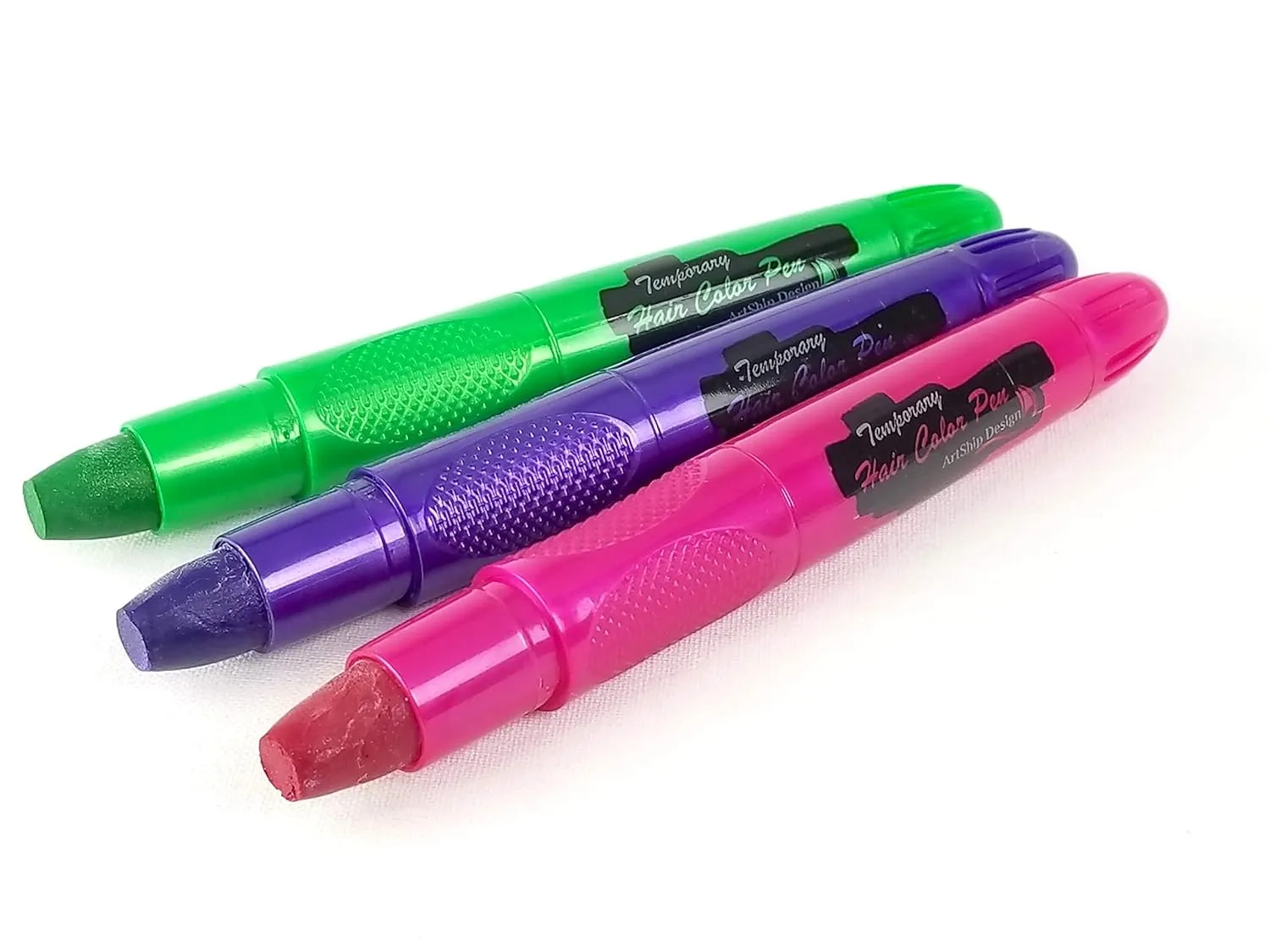 Hair Chalk 16 Colors with 6 Glitter Colors Temporary Hair Color Pens with Glitter and Creaseless Hair Ties