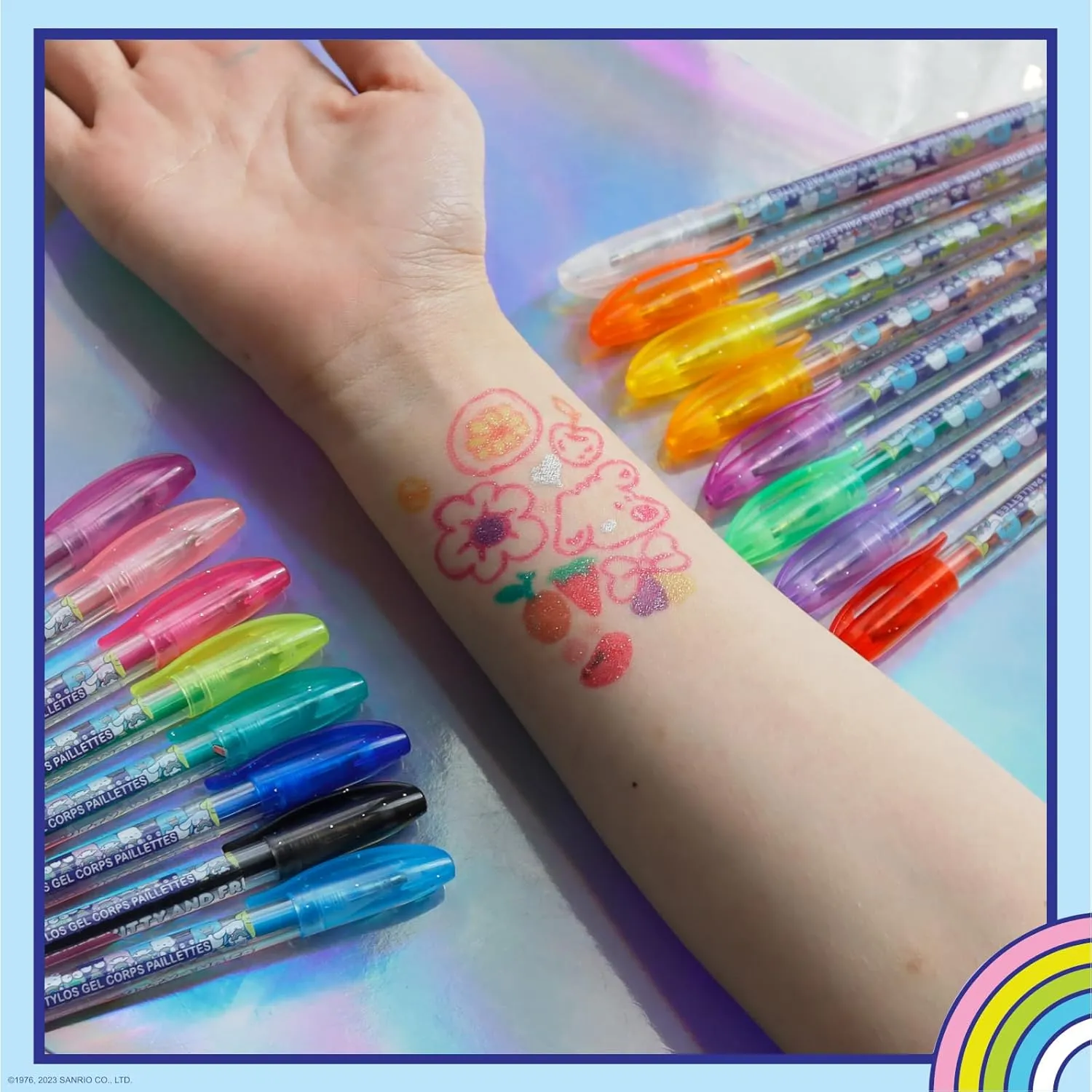 Hello Kitty and Friends 16 Piece Glitter Pen Body Art Set, Glittery and Bright Colors, Ages 3 by Townley Girl