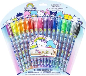 Hello Kitty and Friends 16 Piece Glitter Pen Body Art Set, Glittery and Bright Colors, Ages 3 by Townley Girl