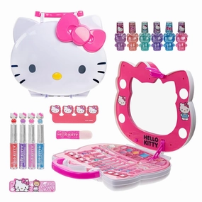 Hello Kitty Face Light-Up Makeup Vanity Set for Girls, Includes Nail, Eye and Lip Accessories, Perfect Birthday and Holiday Gift, AA Batteries Not Included, Ages 3  by Townley Girl