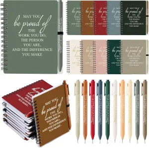 Honoson 10 Sets Employee Appreciation Gifts May You Be Proud The Work Notebook with Ballpoint Pen Inspirational Spiral Journal Thank You Bulk Gift for Team Coworker Teacher Nurse (Bright Color)