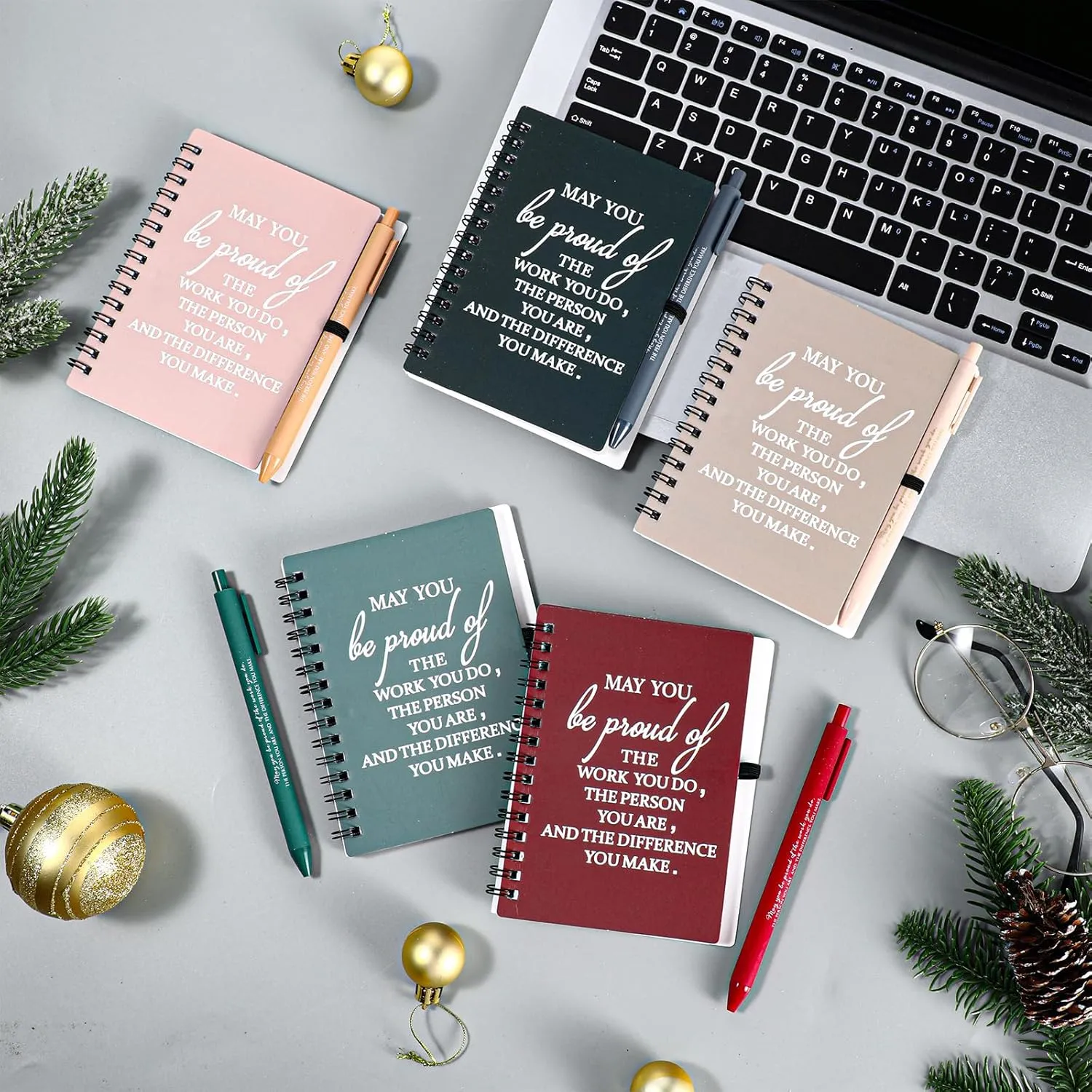 Honoson 10 Sets Employee Appreciation Gifts May You Be Proud The Work Notebook with Ballpoint Pen Inspirational Spiral Journal Thank You Bulk Gift for Team Coworker Teacher Nurse (Bright Color)