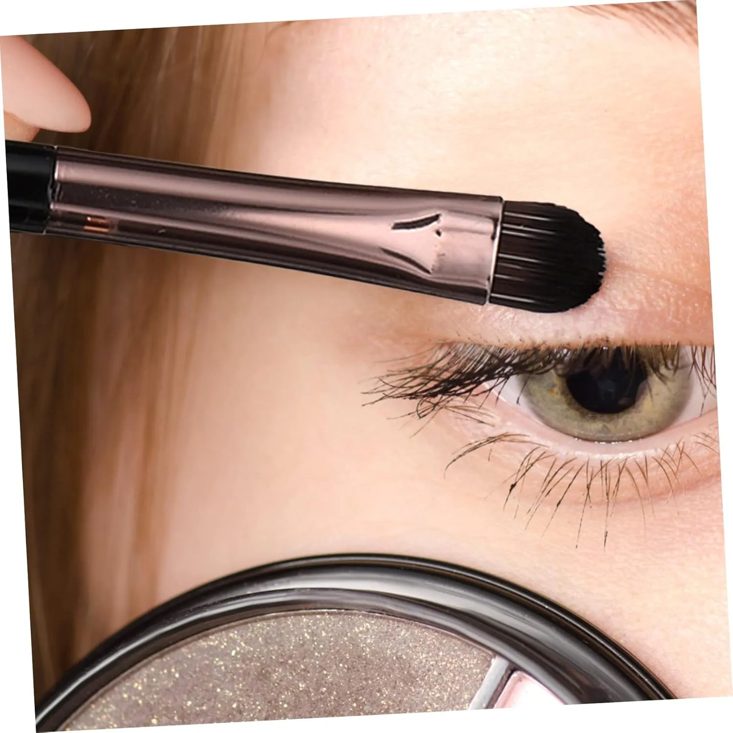 Housoutil 2sets Makeup Brush Kit with Handle Portable Eye Shadow and Highlight Brushes Travel-friendly for Women Includes for Easy Access