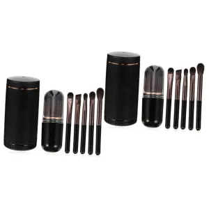 Housoutil 2sets Makeup Brush Kit with Handle Portable Eye Shadow and Highlight Brushes Travel-friendly for Women Includes for Easy Access