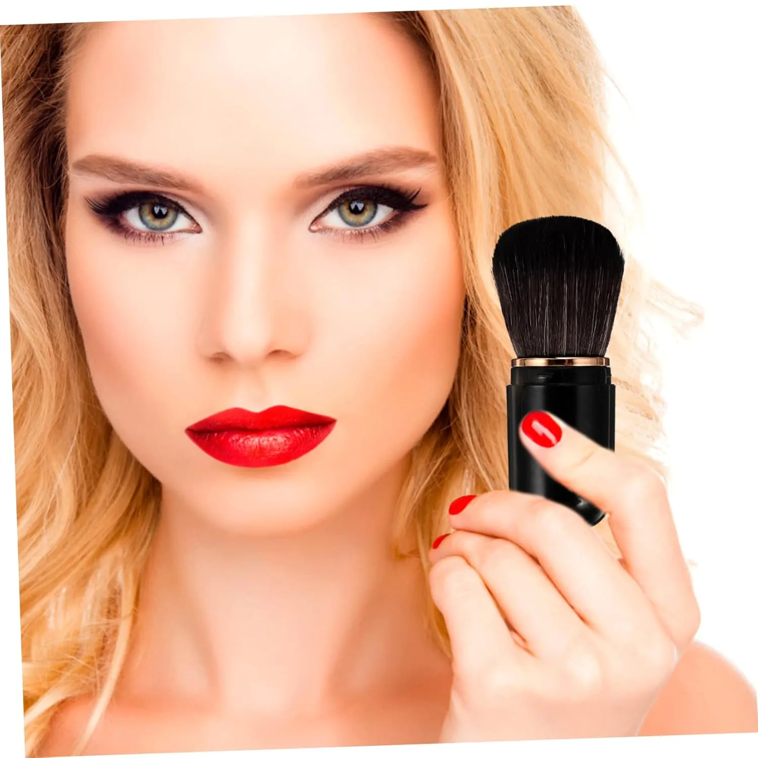 Housoutil 2sets Makeup Brush Kit with Handle Portable Eye Shadow and Highlight Brushes Travel-friendly for Women Includes for Easy Access