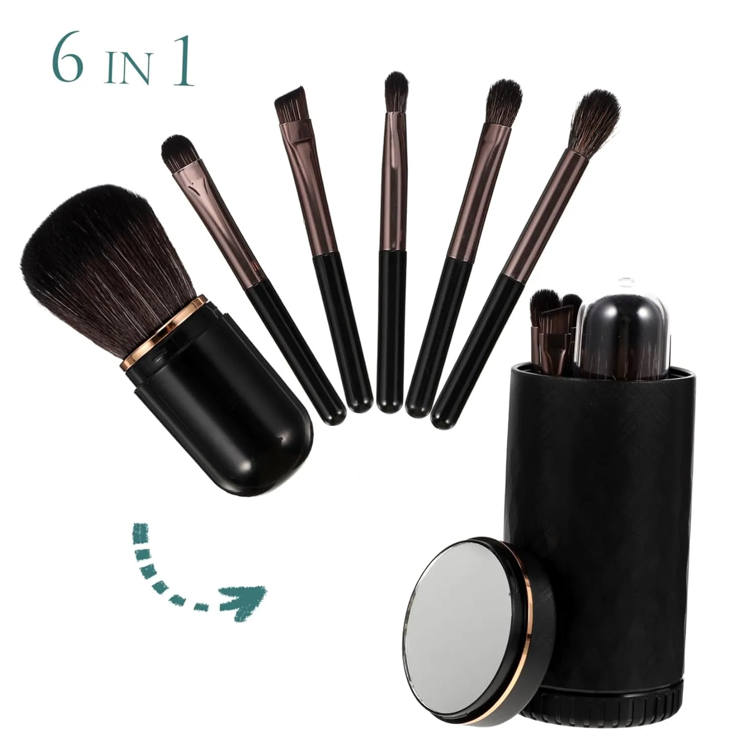 Housoutil 2sets Makeup Brush Kit with Handle Portable Eye Shadow and Highlight Brushes Travel-friendly for Women Includes for Easy Access