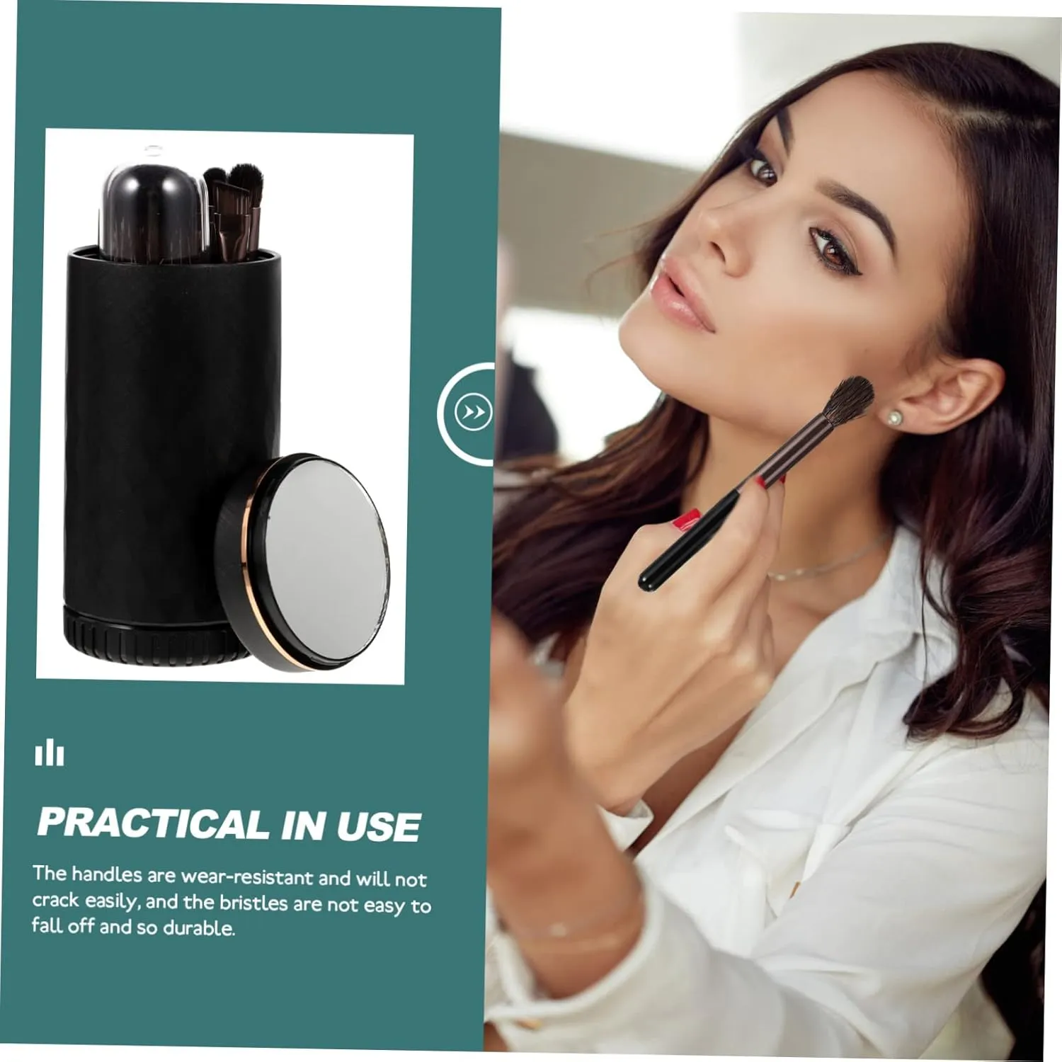 Housoutil 2sets Makeup Brush Kit with Handle Portable Eye Shadow and Highlight Brushes Travel-friendly for Women Includes for Easy Access
