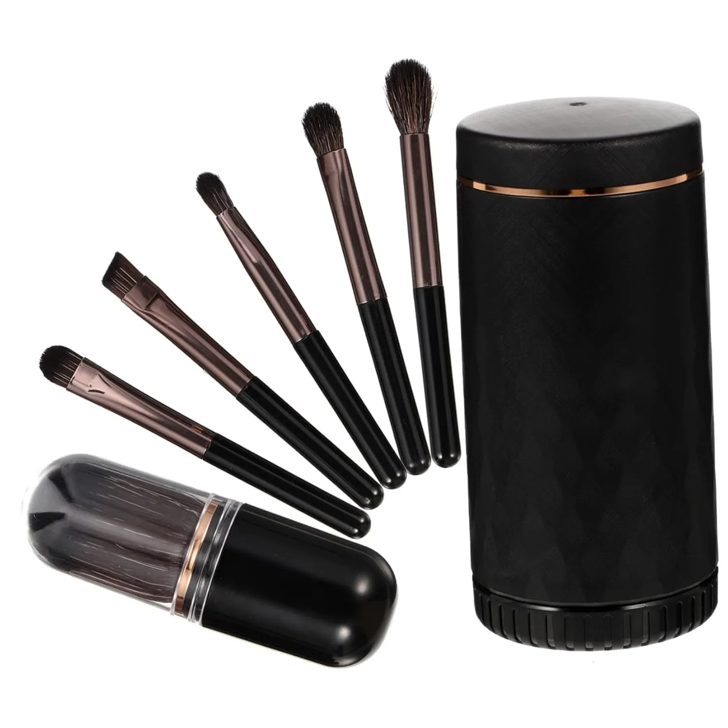 Housoutil 2sets Makeup Brush Kit with Handle Portable Eye Shadow and Highlight Brushes Travel-friendly for Women Includes for Easy Access