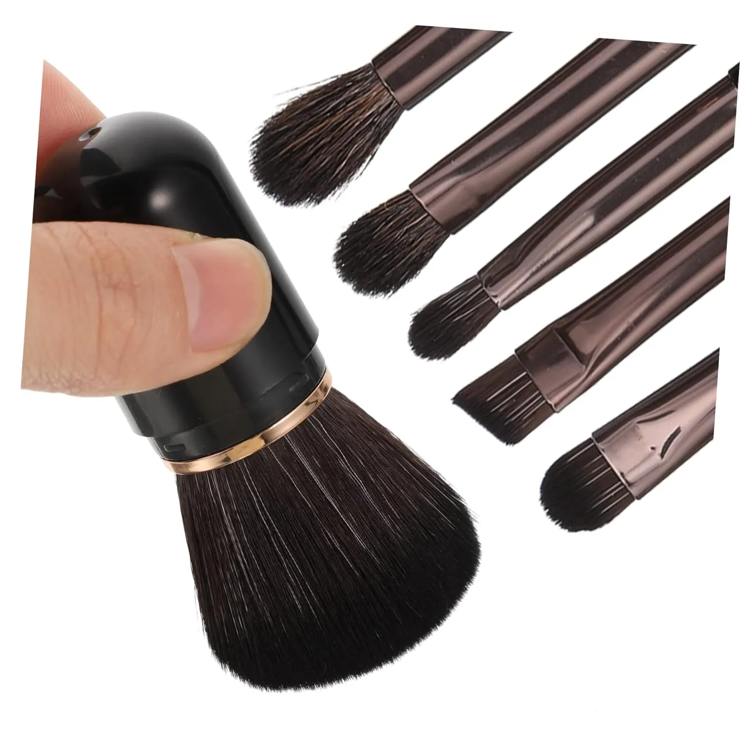 Housoutil 2sets Makeup Brush Kit with Handle Portable Eye Shadow and Highlight Brushes Travel-friendly for Women Includes for Easy Access