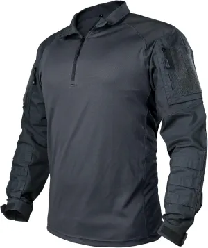 IDOGEAR Men’s Combat Shirts Tactical Long Sleeve Shirt with Elbow Pads Military BDU Shirts with Pockets Airsoft Clothing